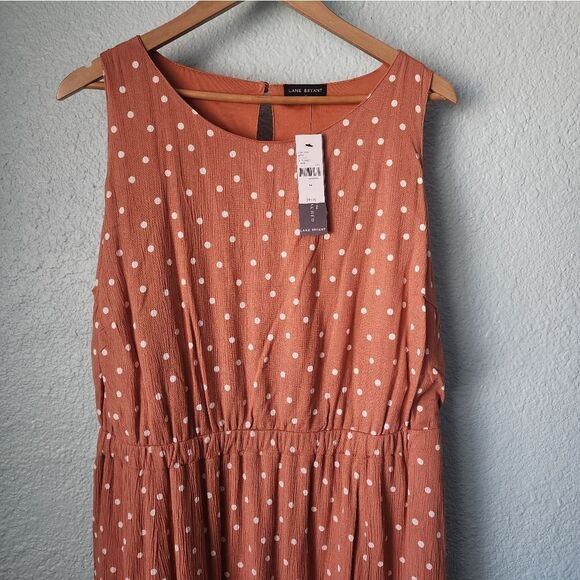 Lane Bryant polka dot midi dress side pockets lined new with tags pantheon color - Picture 3 of 12